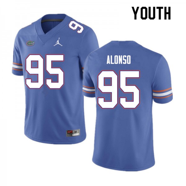 Youth #95 Lucas Alonso Florida Gators College Football Jerseys Blue